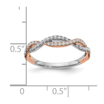 0.25ct. CZ Solid Real 14k White & Rose Gold Wedding Wedding Band Ring