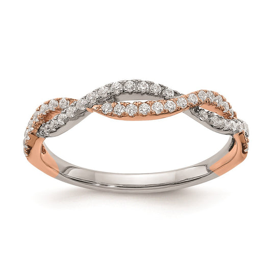 0.25ct. CZ Solid Real 14k White & Rose Gold Wedding Wedding Band Ring