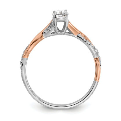 0.40ct. CZ Solid Real 14k White & Rose Gold Engagement Ring