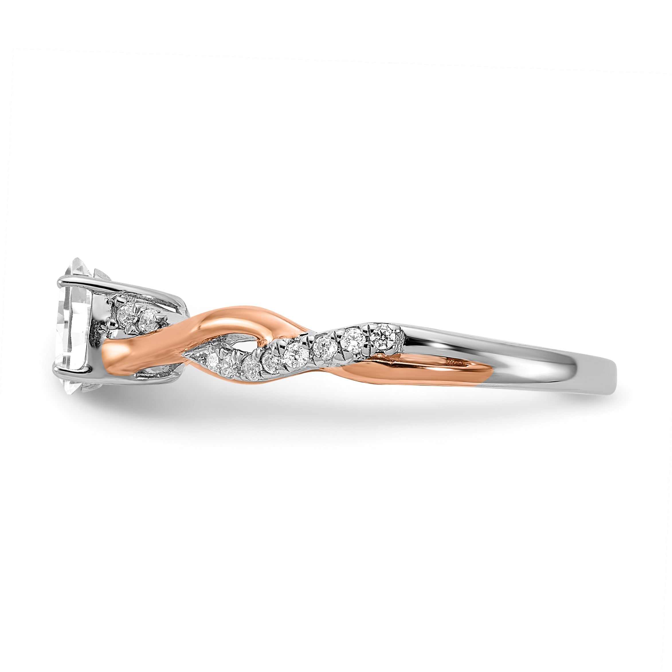 0.40ct. CZ Solid Real 14k White & Rose Gold Engagement Ring