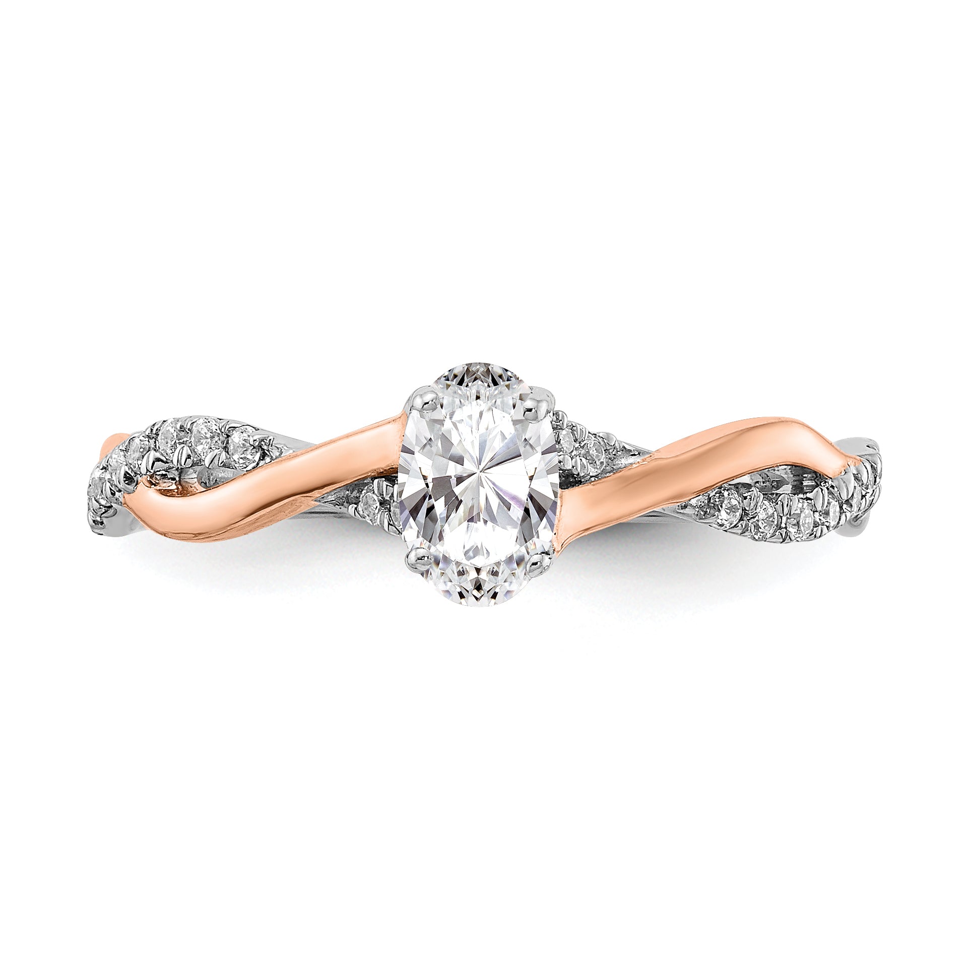 0.40ct. CZ Solid Real 14k White & Rose Gold Engagement Ring