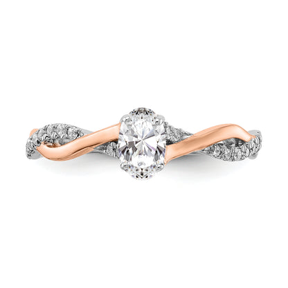 0.40ct. CZ Solid Real 14k White & Rose Gold Engagement Ring