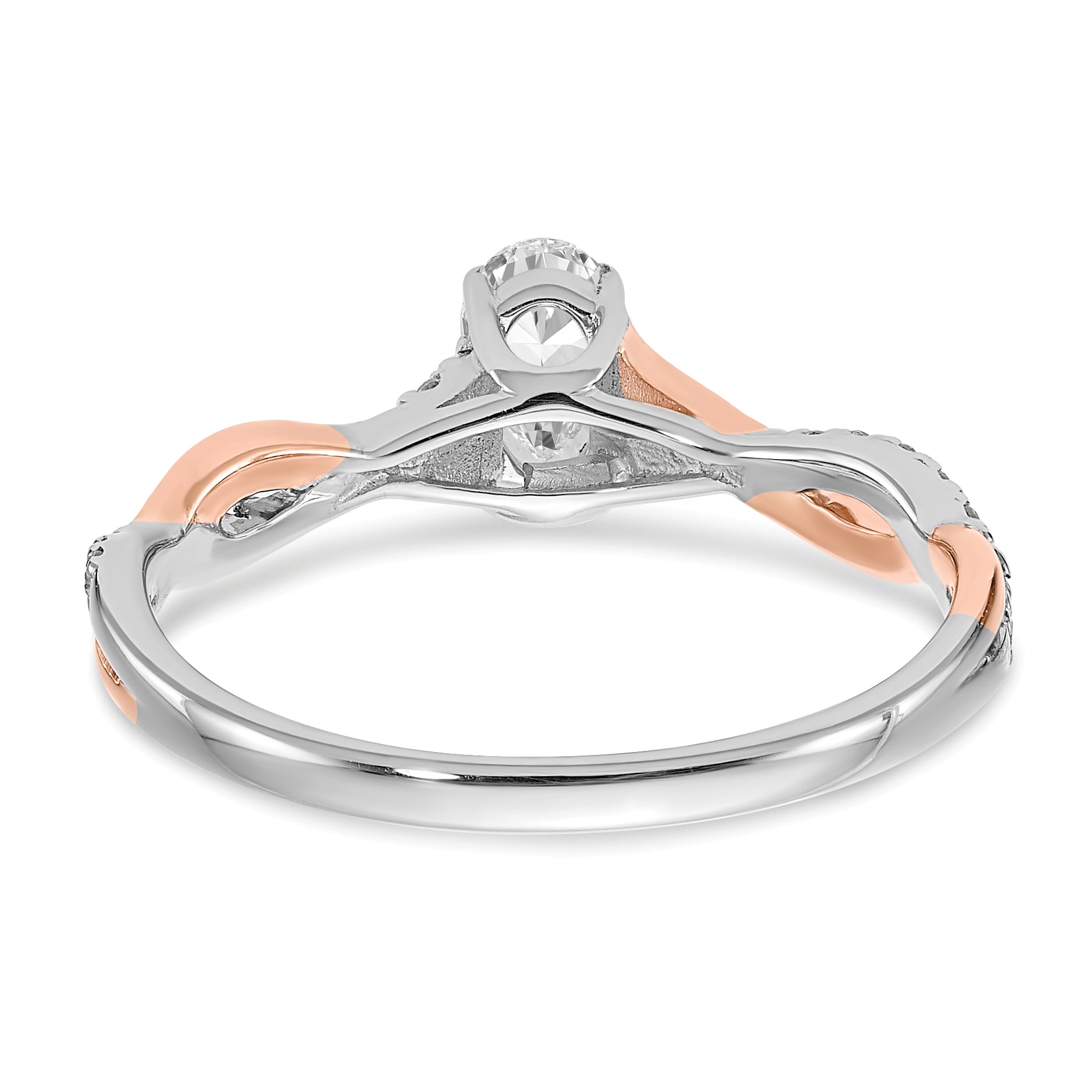 0.40ct. CZ Solid Real 14k White & Rose Gold Engagement Ring