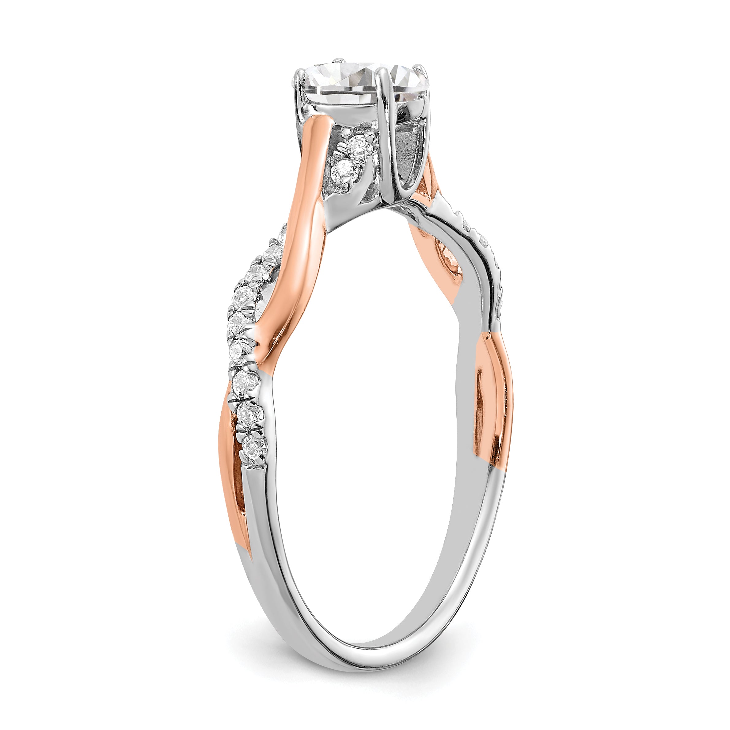 0.40ct. CZ Solid Real 14k White & Rose Gold Engagement Ring