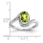 Solid 14k White Gold Oval Simulated Peridot and CZ Bypass Ring