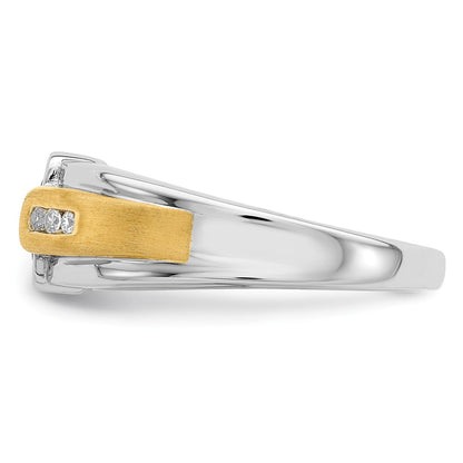 14k Two-Tone Gold Onyx and Real Diamond Mens Ring