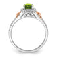 Solid 14K White/Rose Gold White w/RG Accent Simulated Peridot and CZ Halo Ring