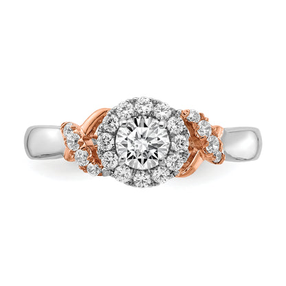 0.33ct. CZ Solid Real 14k White & Rose Gold Engagement Ring