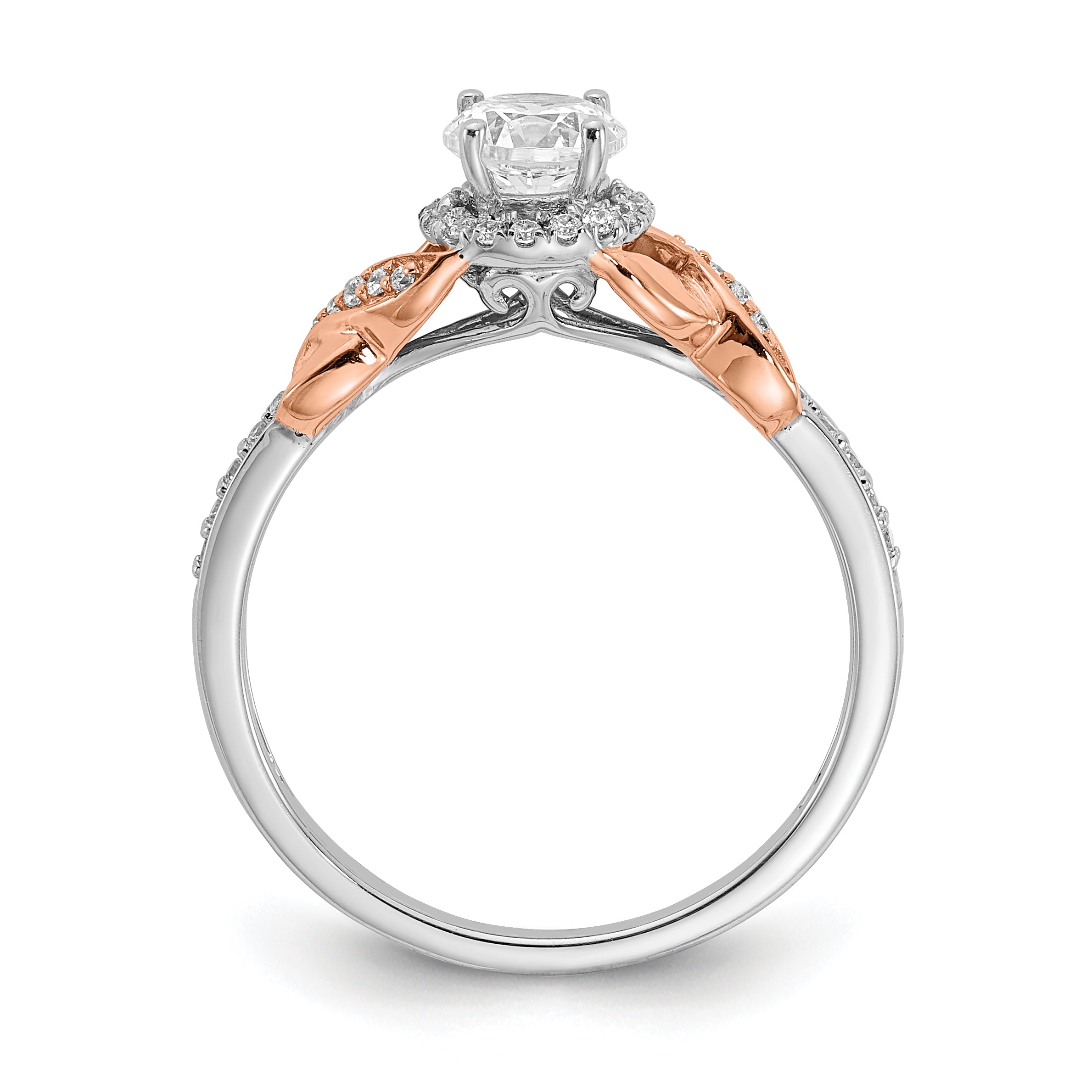 0.45ct. CZ Solid Real 14k White & Rose Gold Engagement Ring