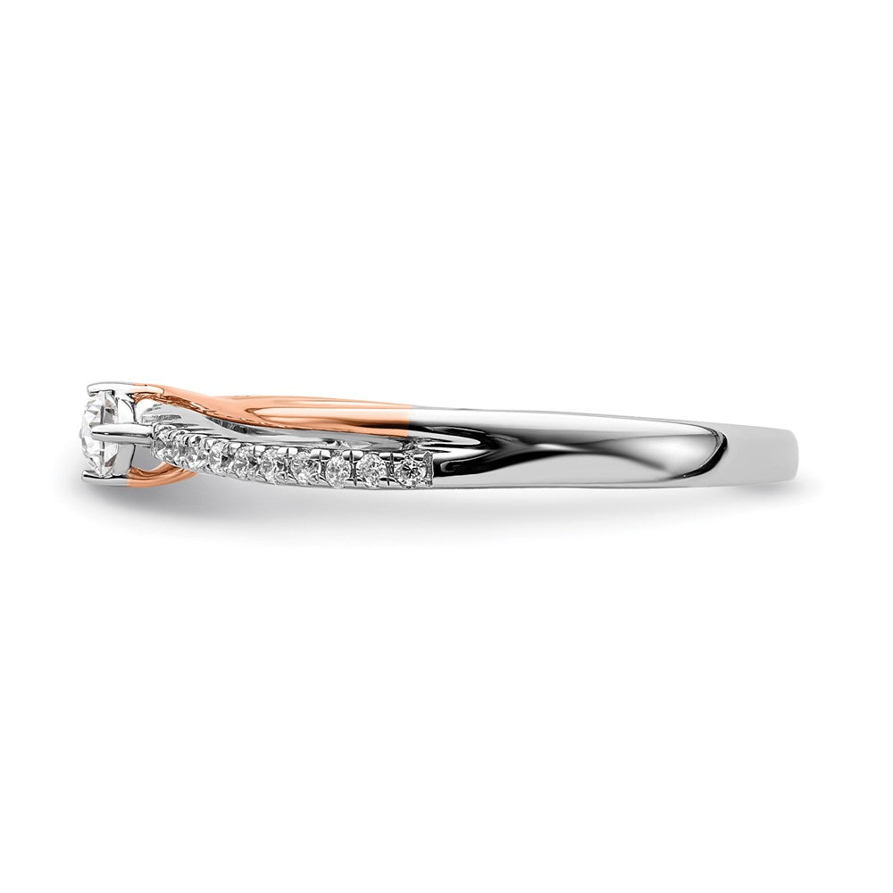 0.07ct. CZ Solid Real 14k White & Rose Gold Promise Ring