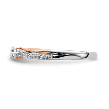 0.07ct. CZ Solid Real 14k White & Rose Gold Promise Ring