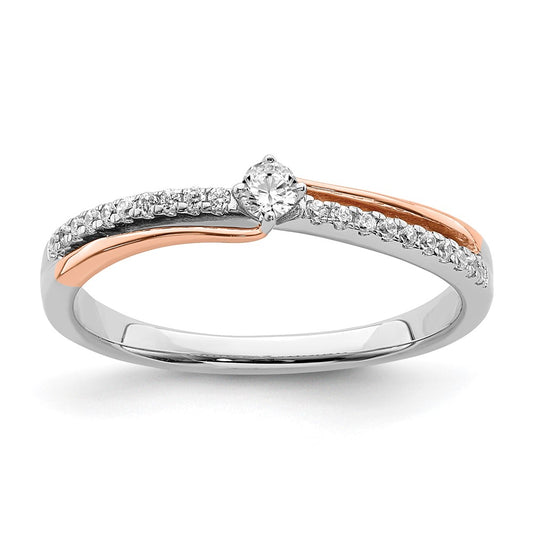0.07ct. CZ Solid Real 14k White & Rose Gold Promise Ring