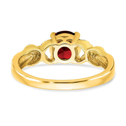 14k Two-Tone Gold Garnet and Real Diamond Ring
