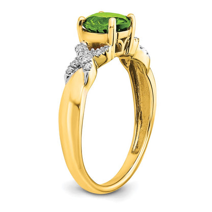 14k Two-Tone Gold Peridot and Real Diamond Ring