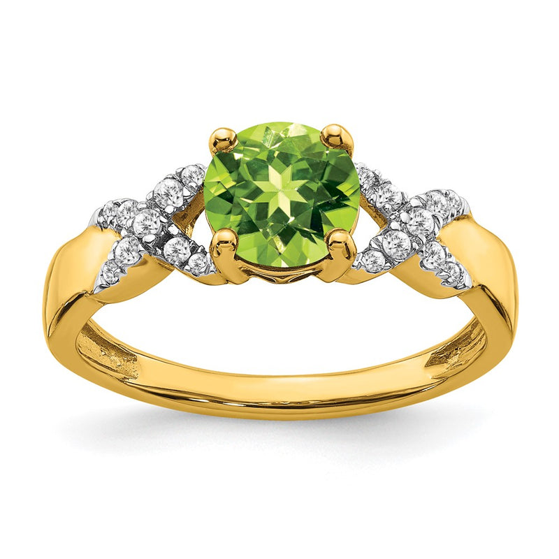 14k Two-Tone Gold Peridot and Real Diamond Ring