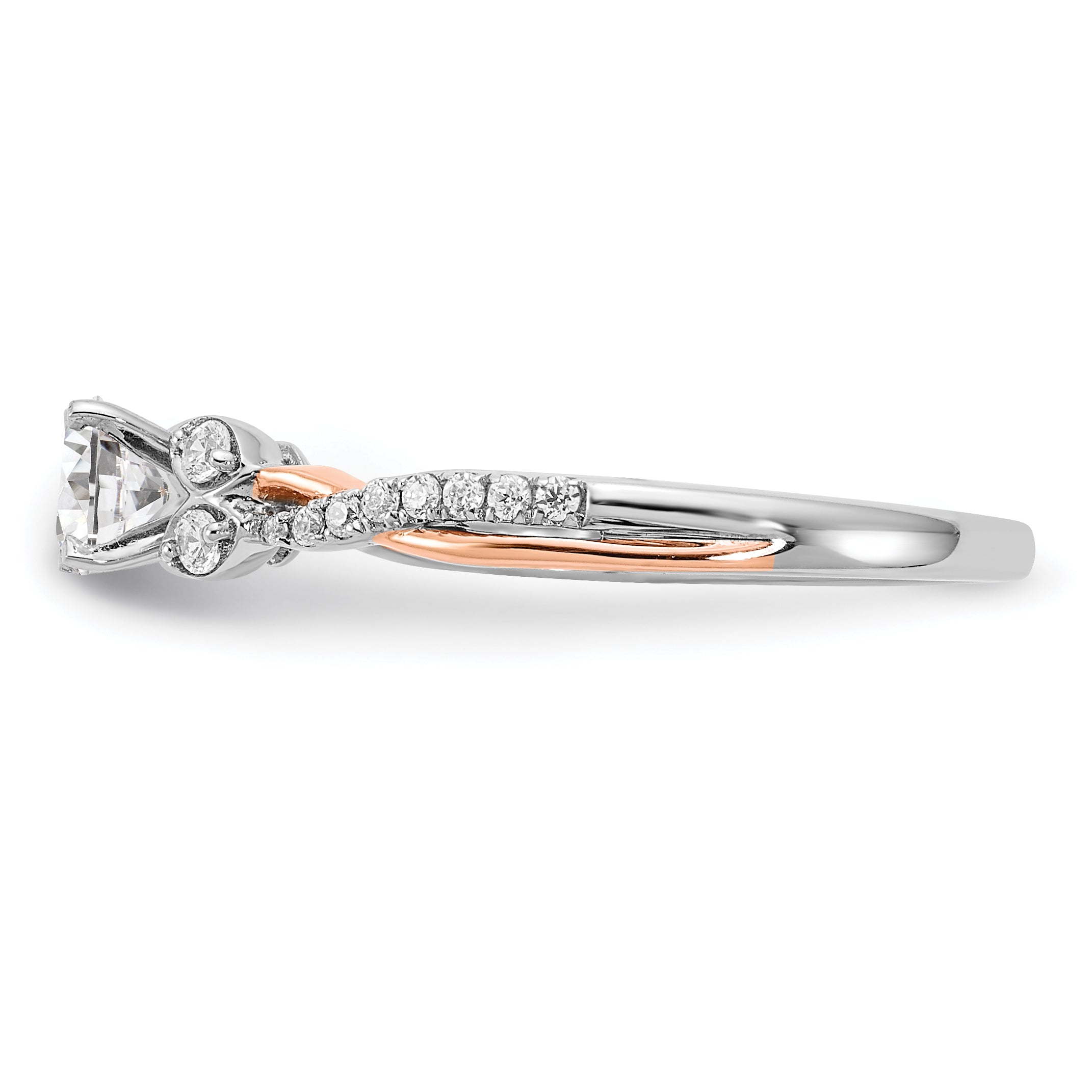 0.33ct. CZ Solid Real 14k White & Rose Gold Engagement Ring