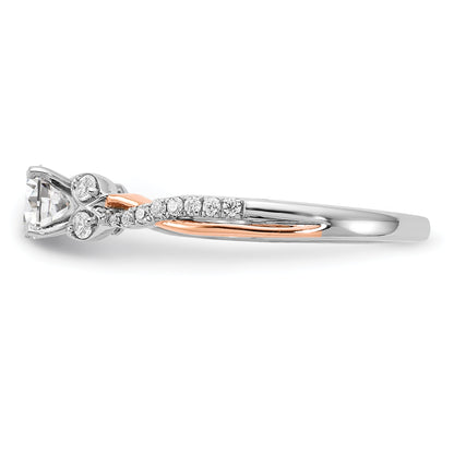 0.33ct. CZ Solid Real 14k White & Rose Gold Engagement Ring