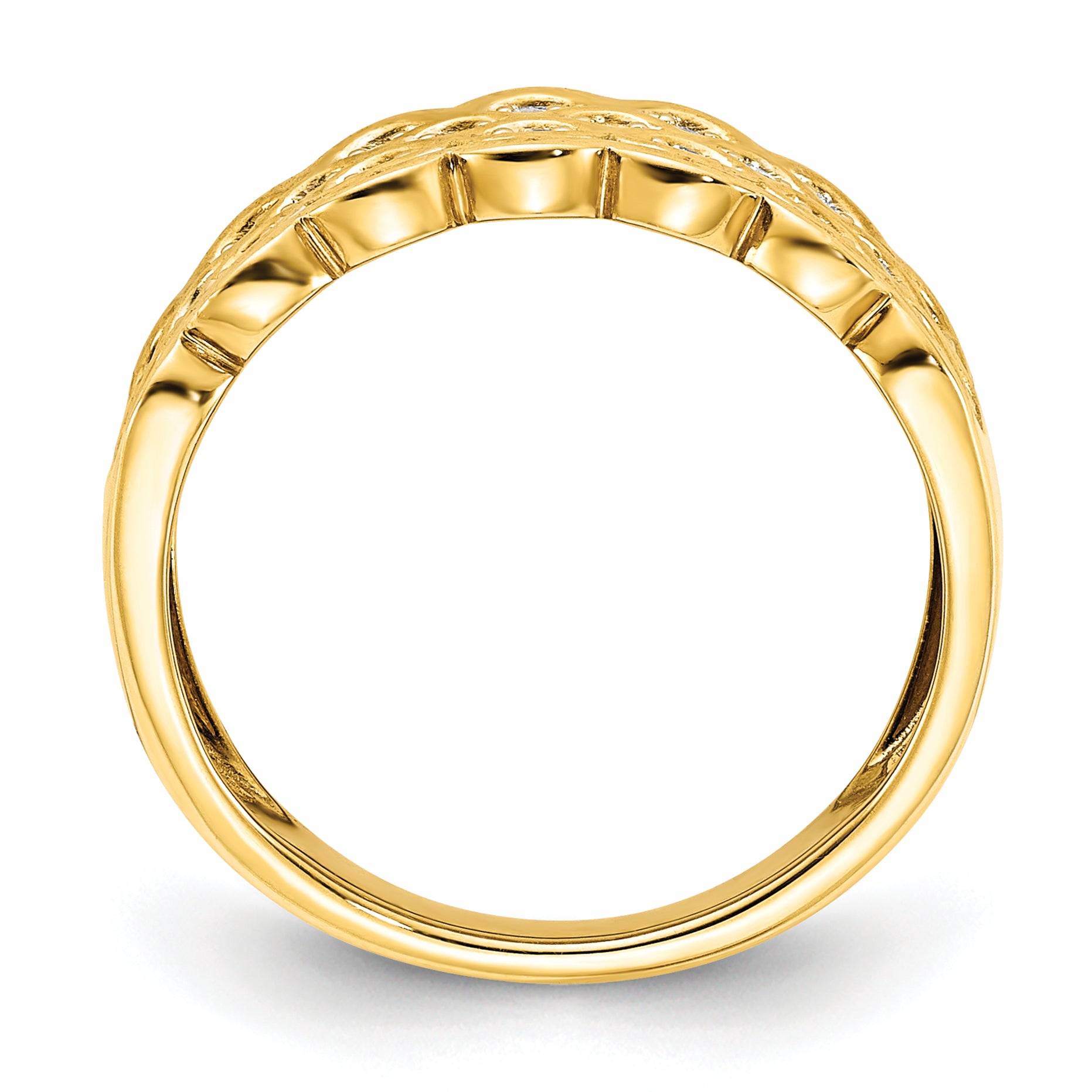 0.25ct. CZ Solid Real 14K Complete Pave Wedding Wedding Band Ring