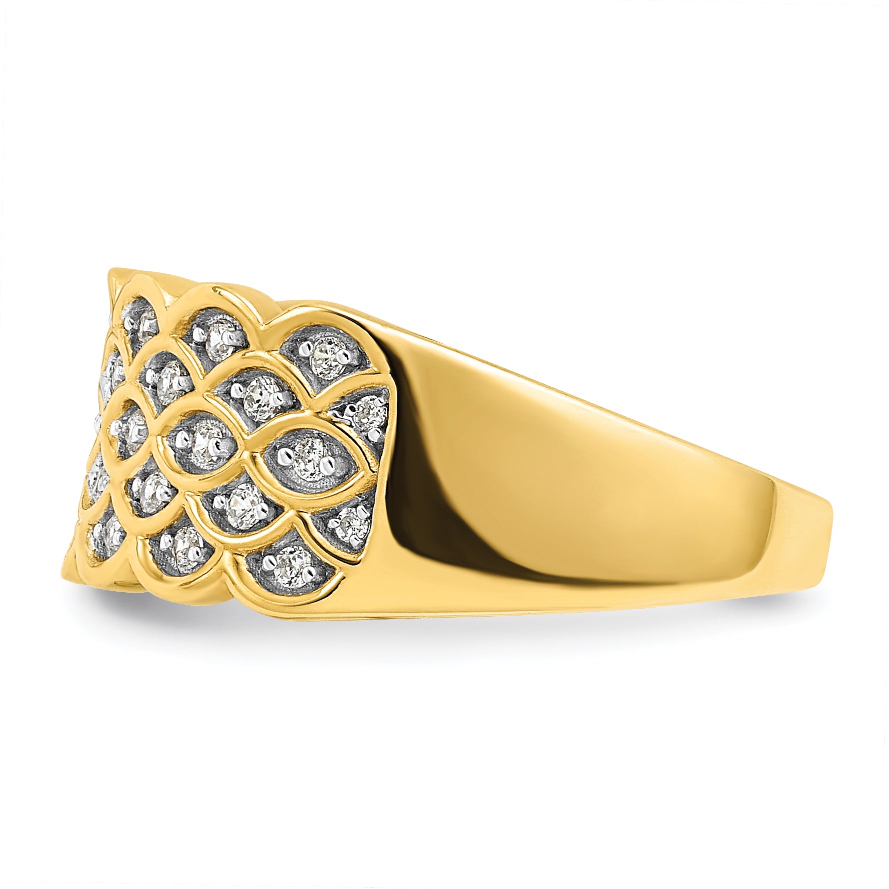 0.25ct. CZ Solid Real 14K Complete Pave Wedding Wedding Band Ring