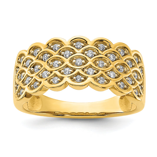 0.25ct. CZ Solid Real 14K Complete Pave Wedding Wedding Band Ring