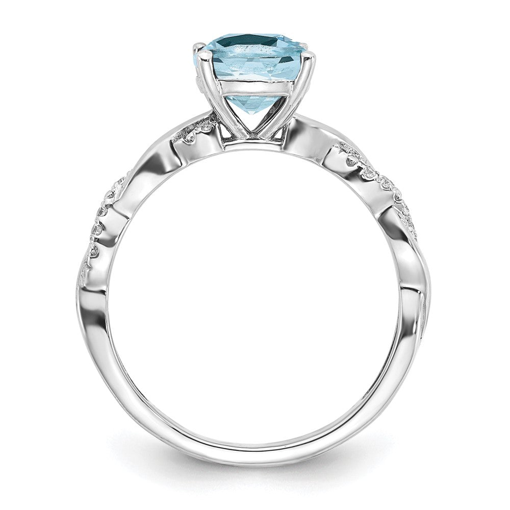 Sterling Silver Aquamarine and Diamond Ring