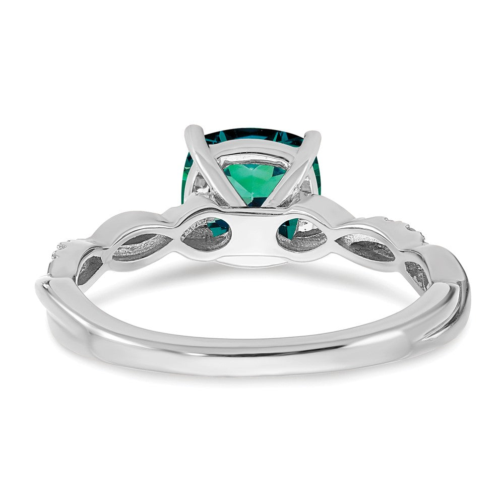 Sterling Silver Created Alexandrite and Diamond Ring