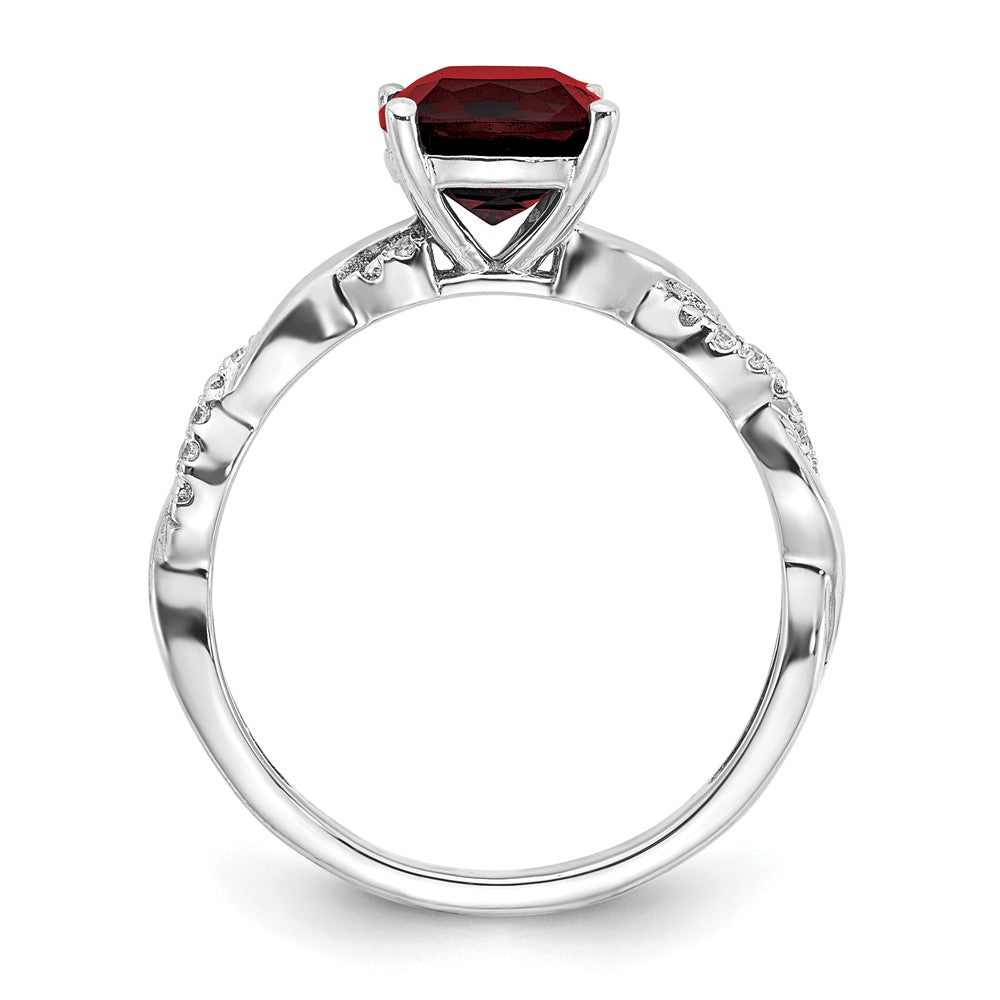 Sterling Silver Garnet and Diamond Ring