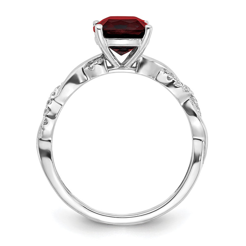 Sterling Silver Garnet and Diamond Ring