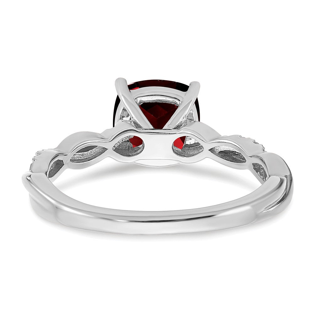 Sterling Silver Garnet and Diamond Ring