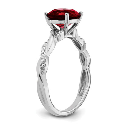 Sterling Silver Garnet and Diamond Ring