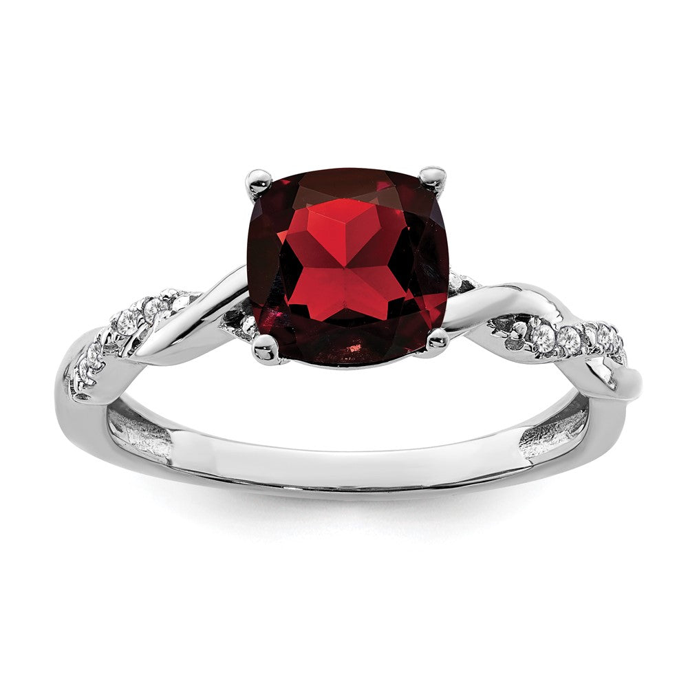 Sterling Silver Garnet and Diamond Ring