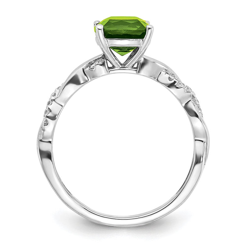 Sterling Silver Peridot and Diamond Ring