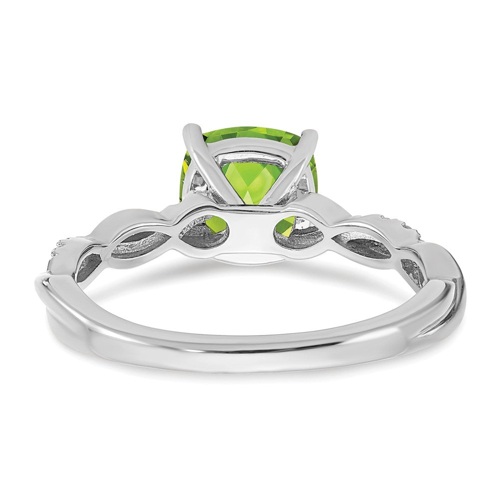 Sterling Silver Peridot and Diamond Ring