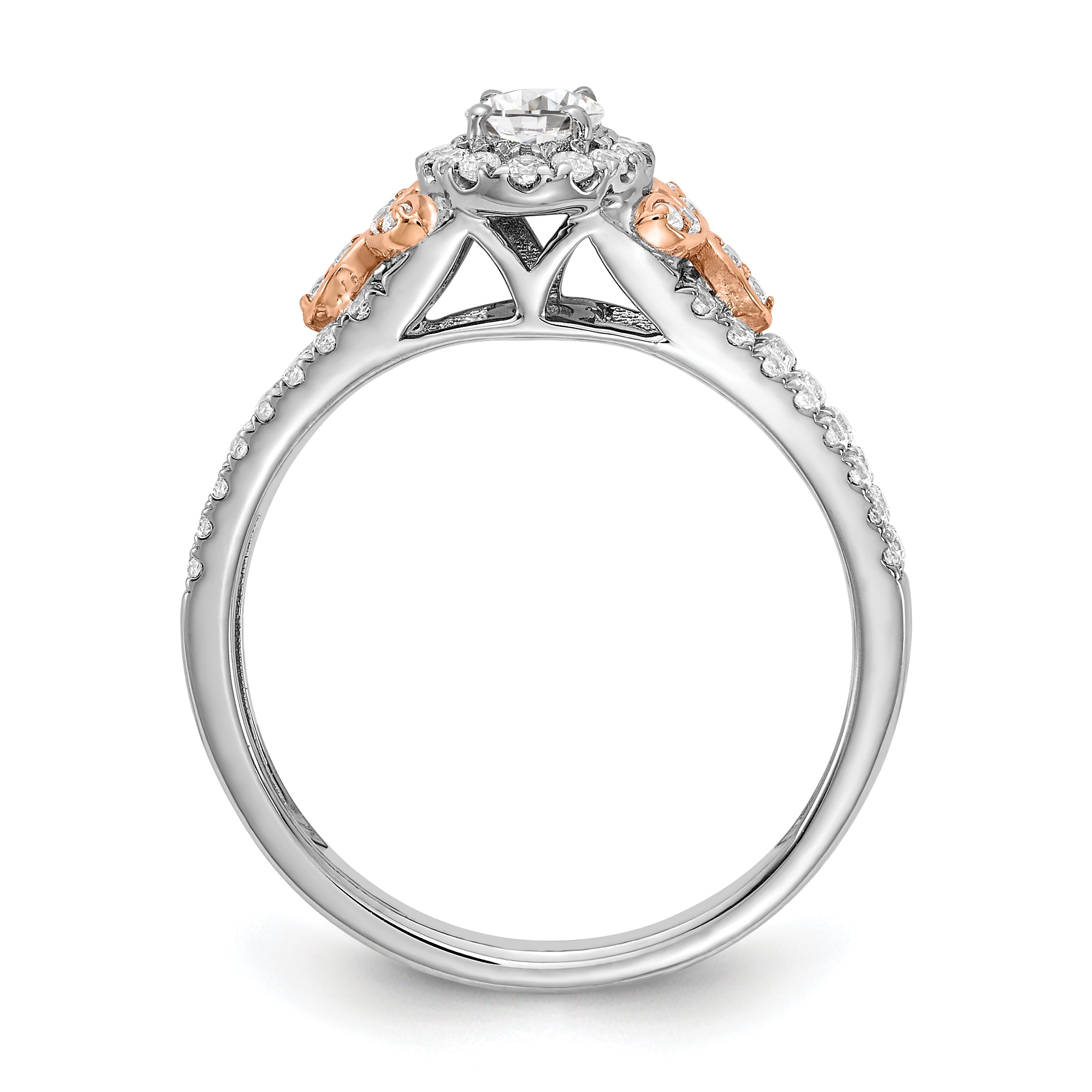 0.40ct. CZ Solid Real 14k White & Rose Gold Engagement Ring