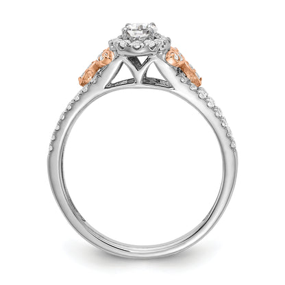 0.40ct. CZ Solid Real 14k White & Rose Gold Engagement Ring