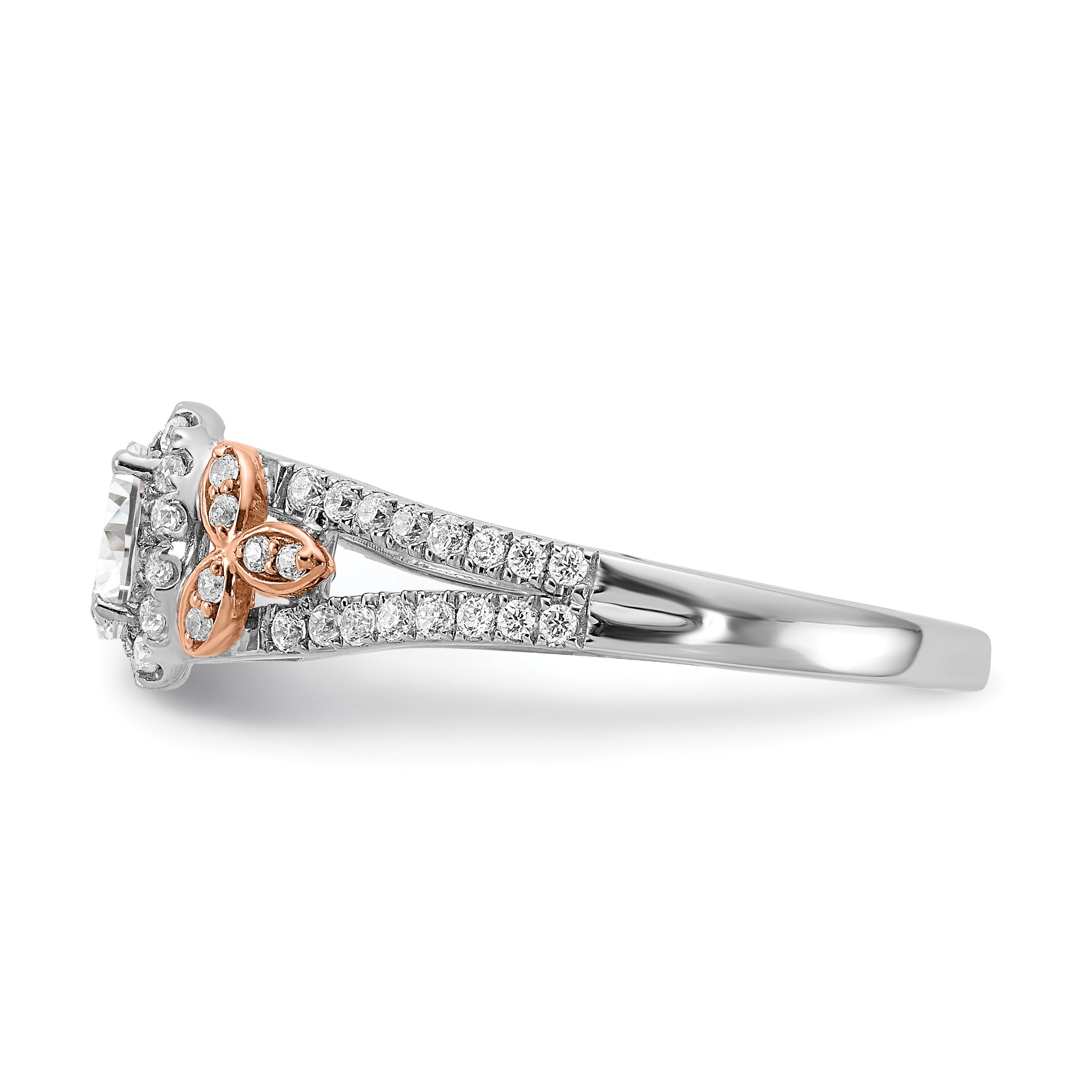 0.40ct. CZ Solid Real 14k White & Rose Gold Engagement Ring