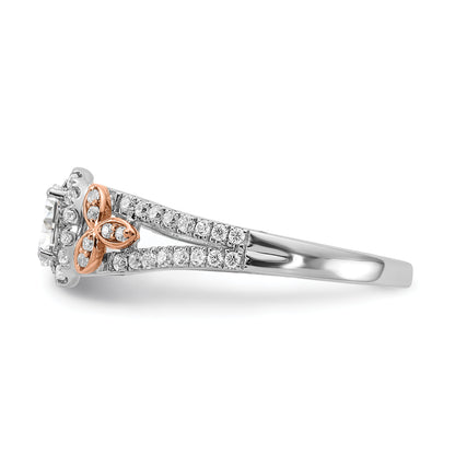 0.40ct. CZ Solid Real 14k White & Rose Gold Engagement Ring