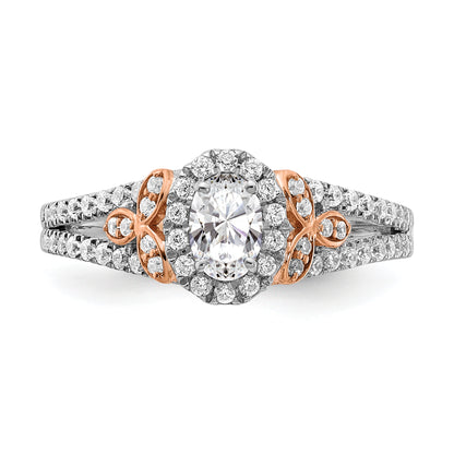 0.40ct. CZ Solid Real 14k White & Rose Gold Engagement Ring
