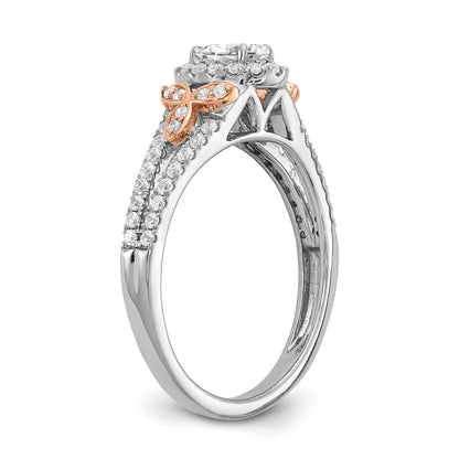 0.40ct. CZ Solid Real 14k White & Rose Gold Engagement Ring