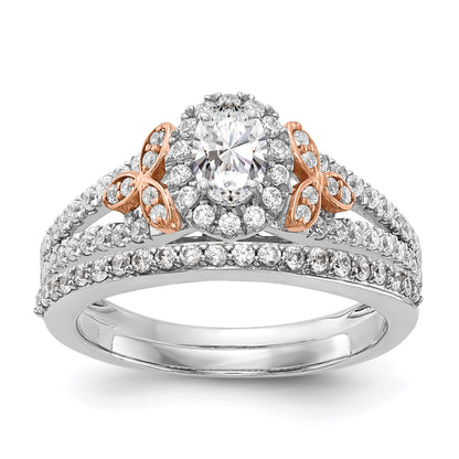 0.40ct. CZ Solid Real 14k White & Rose Gold Engagement Ring
