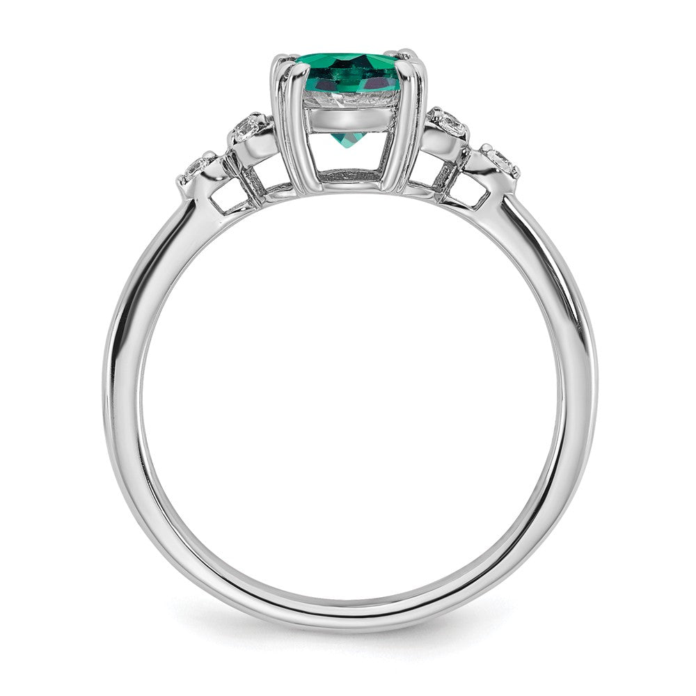 Sterling Silver Created Alexandrite and Diamond Ring