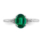Sterling Silver Created Emerald and Diamond Ring