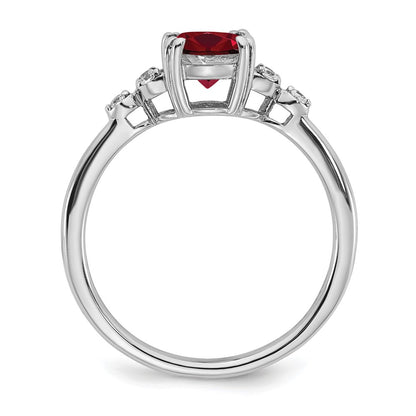 Sterling Silver Created Ruby and Diamond Ring