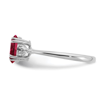 Sterling Silver Created Ruby and Diamond Ring