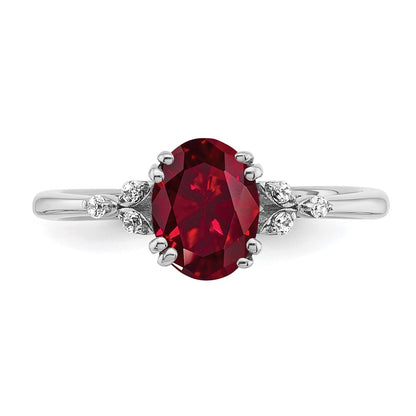 Sterling Silver Created Ruby and Diamond Ring