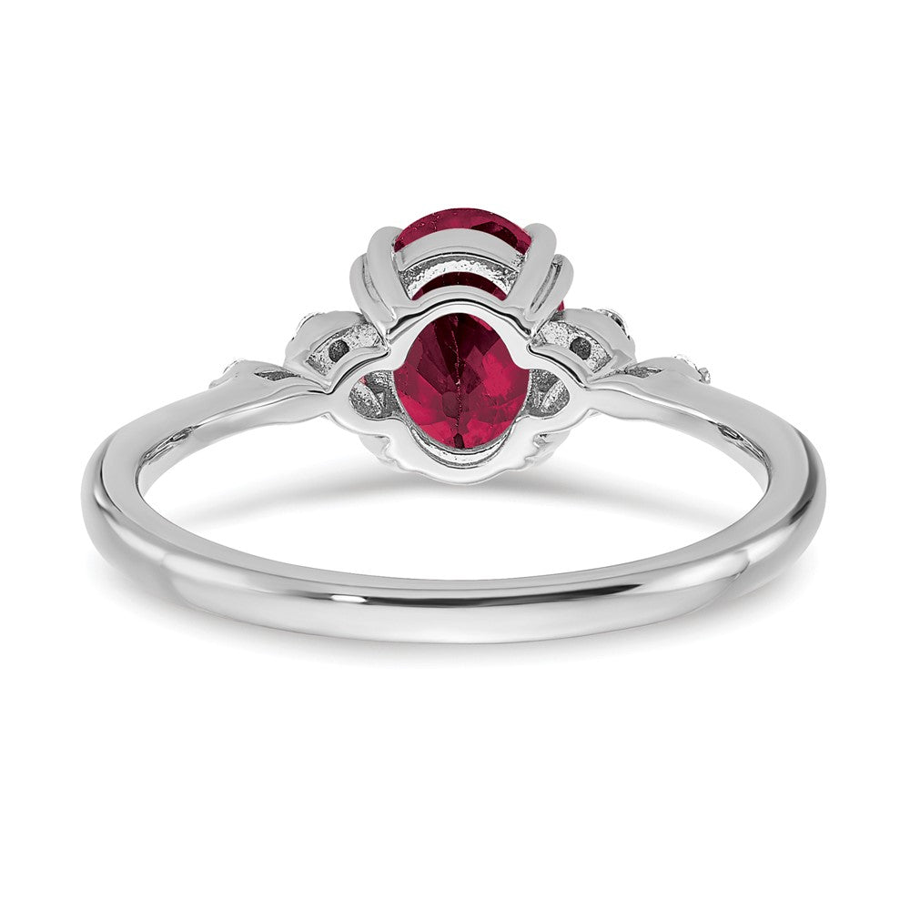 Sterling Silver Created Ruby and Diamond Ring