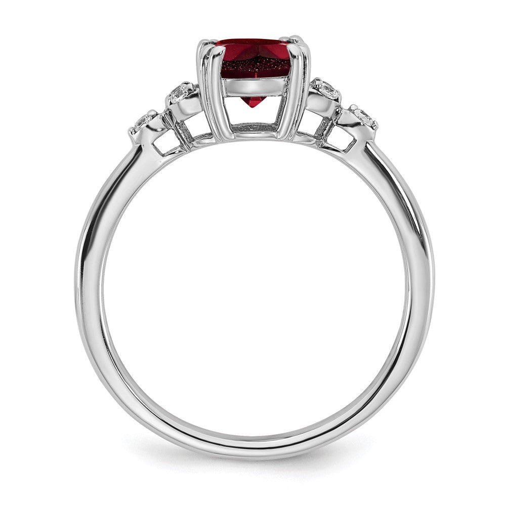 Sterling Silver Garnet and Diamond Ring