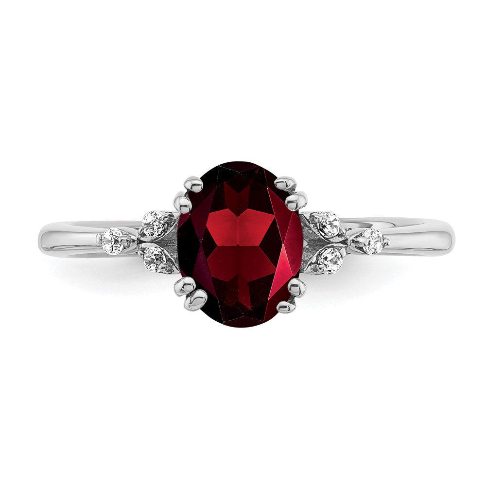 Sterling Silver Garnet and Diamond Ring
