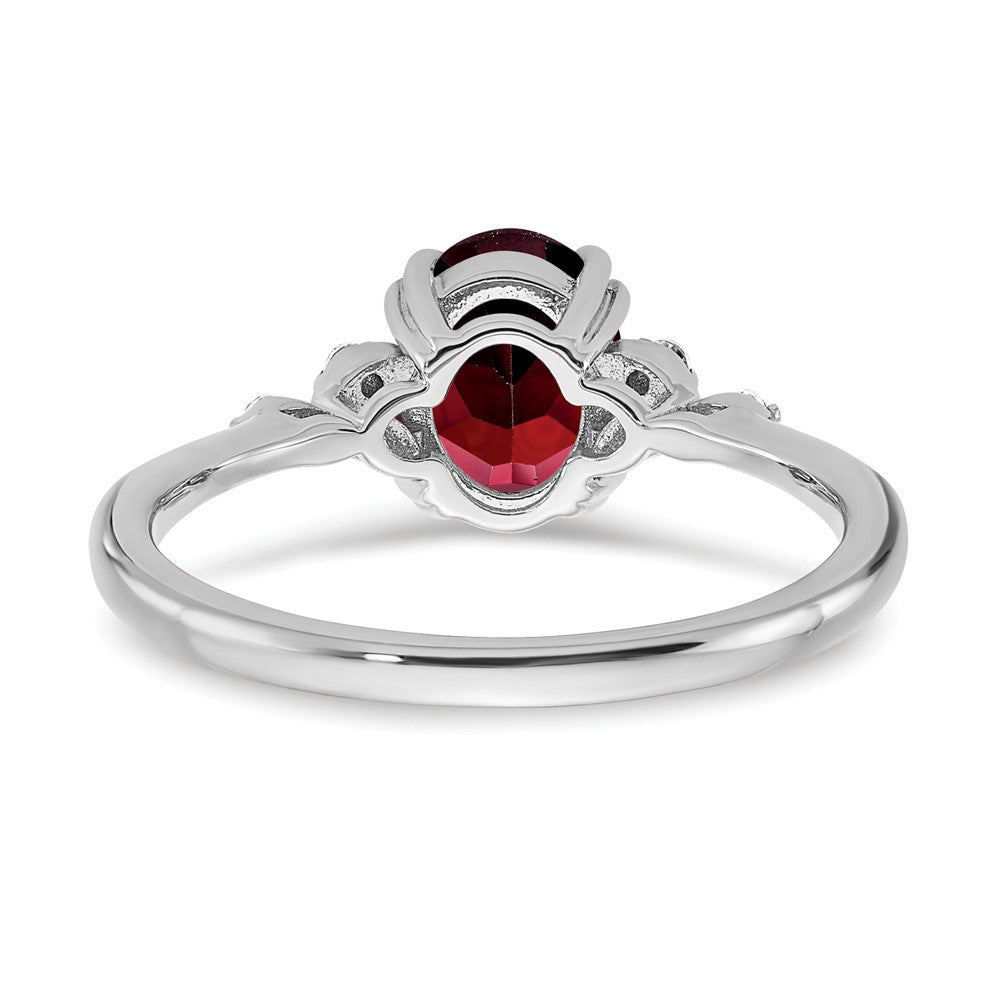 Sterling Silver Garnet and Diamond Ring