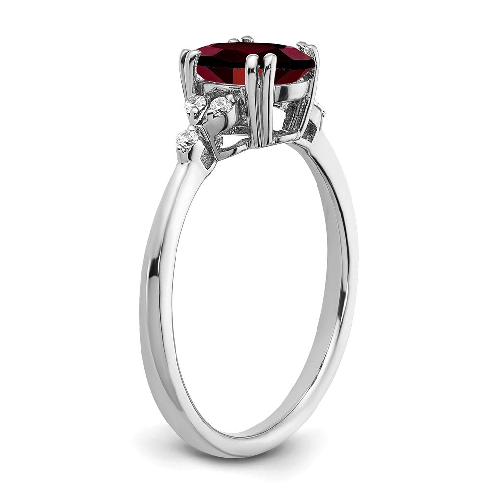 Sterling Silver Garnet and Diamond Ring